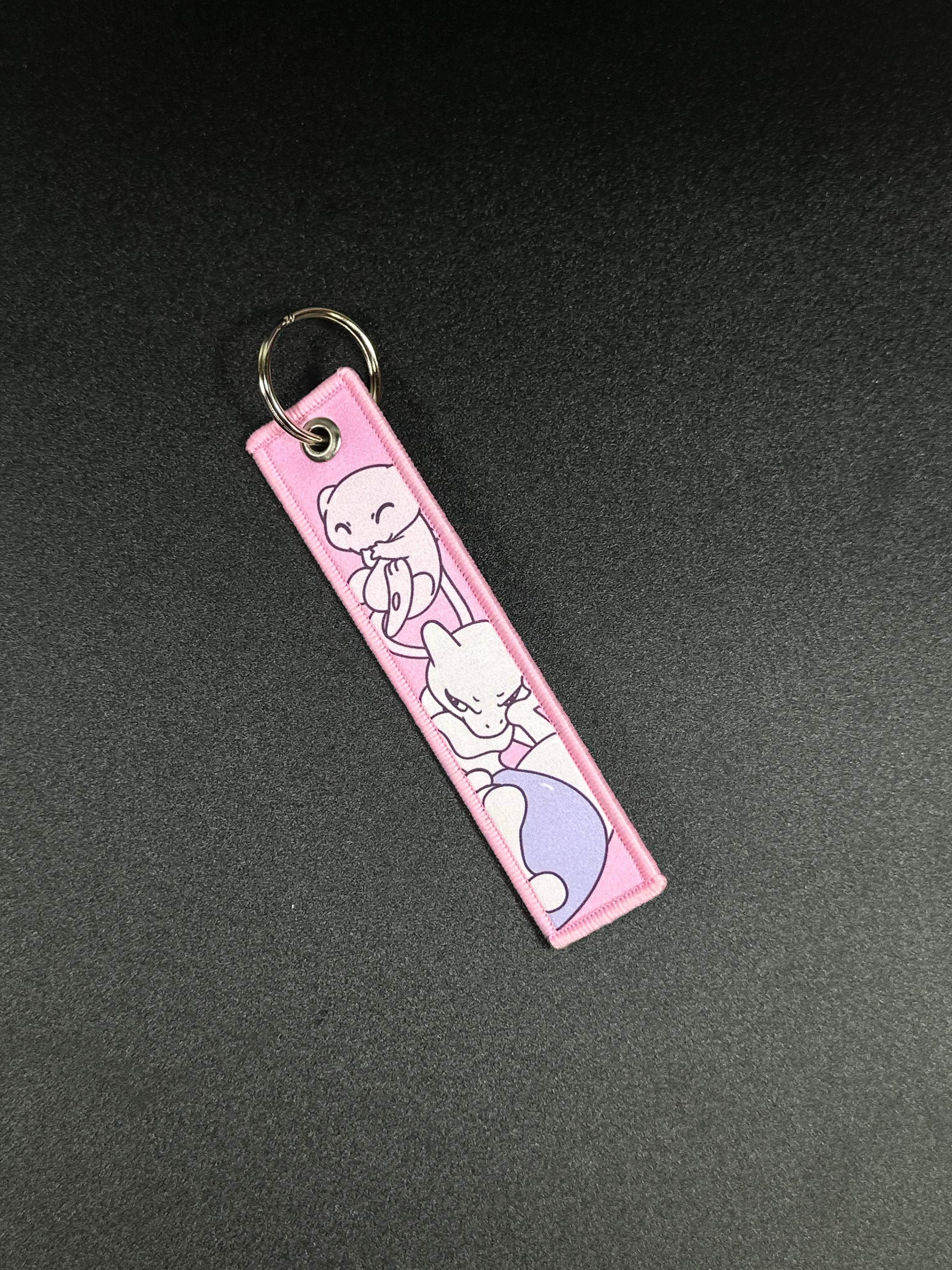 Mew and Mewtwo Keychain | Custom Drawn Pokemon Jet Tag Car Truck Key Motorcycle Bike.