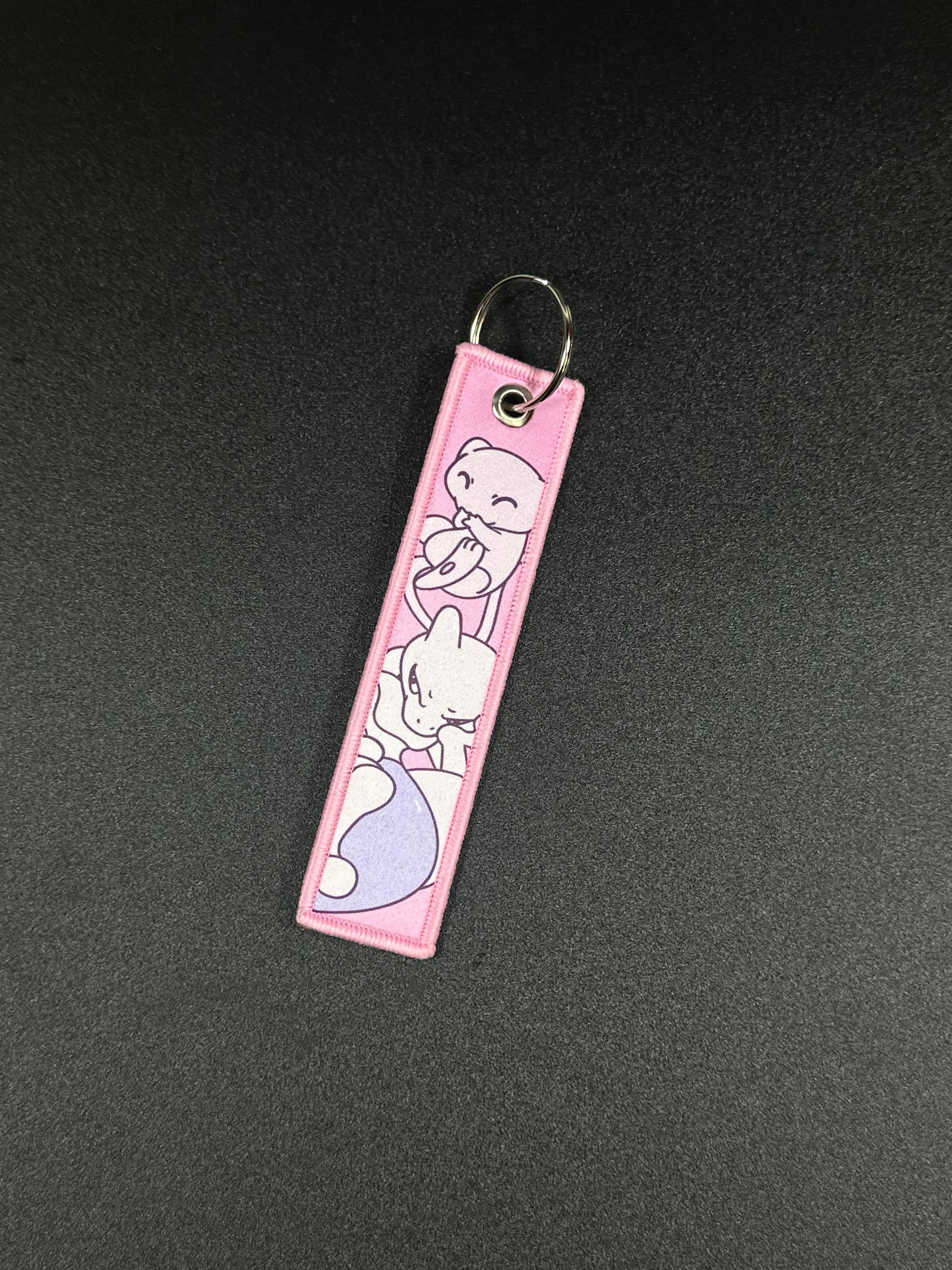 Mew and Mewtwo Keychain | Custom Drawn Pokemon Jet Tag Car Truck Key Motorcycle Bike.