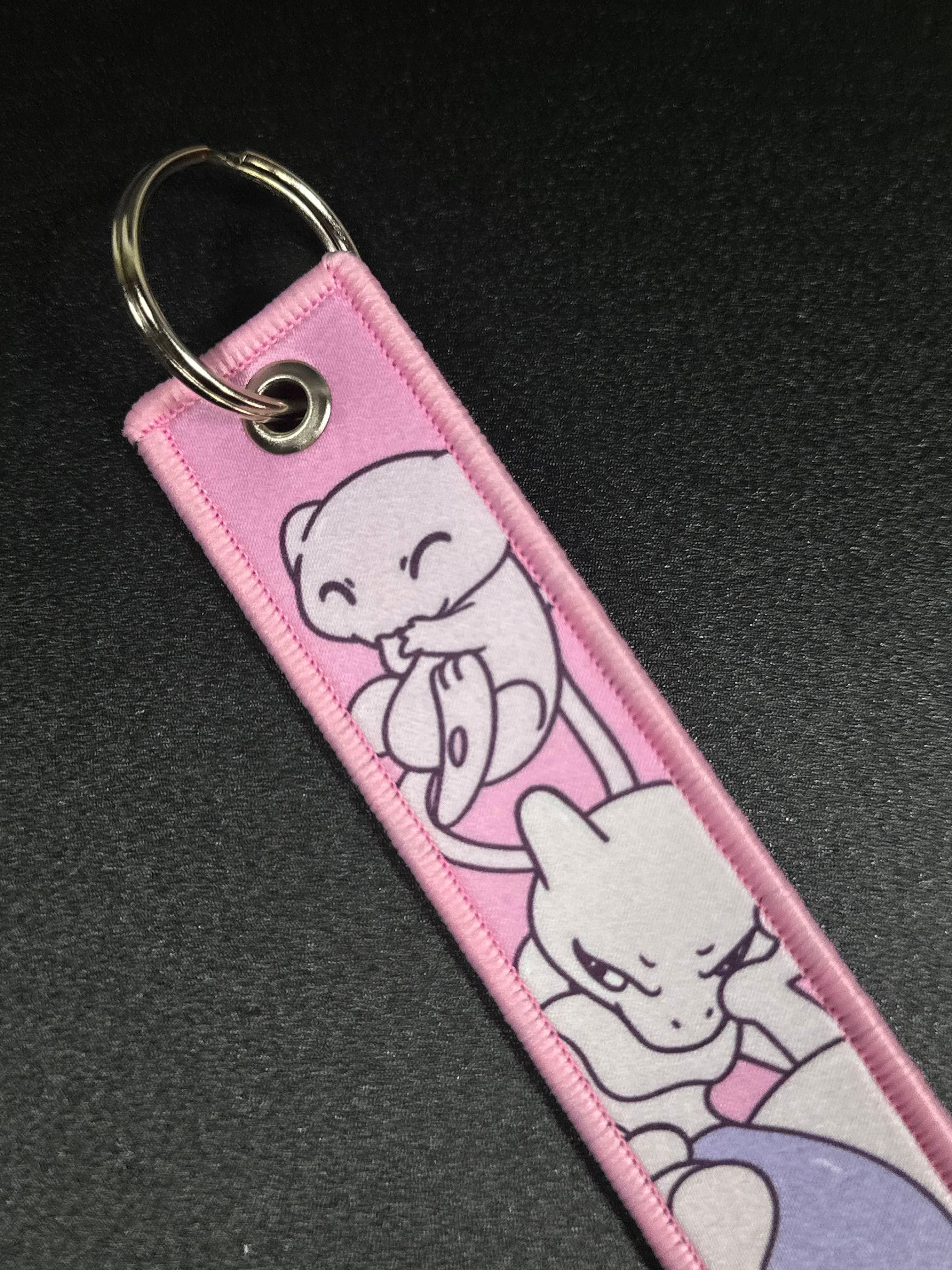 Mew and Mewtwo Keychain | Custom Drawn Pokemon Jet Tag Car Truck Key Motorcycle Bike.