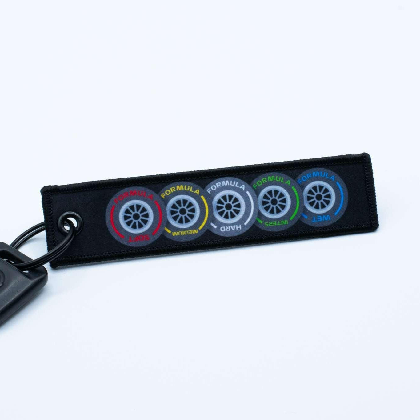 Formula 1 Style Tires Jet Tag Keychain | BLACK.