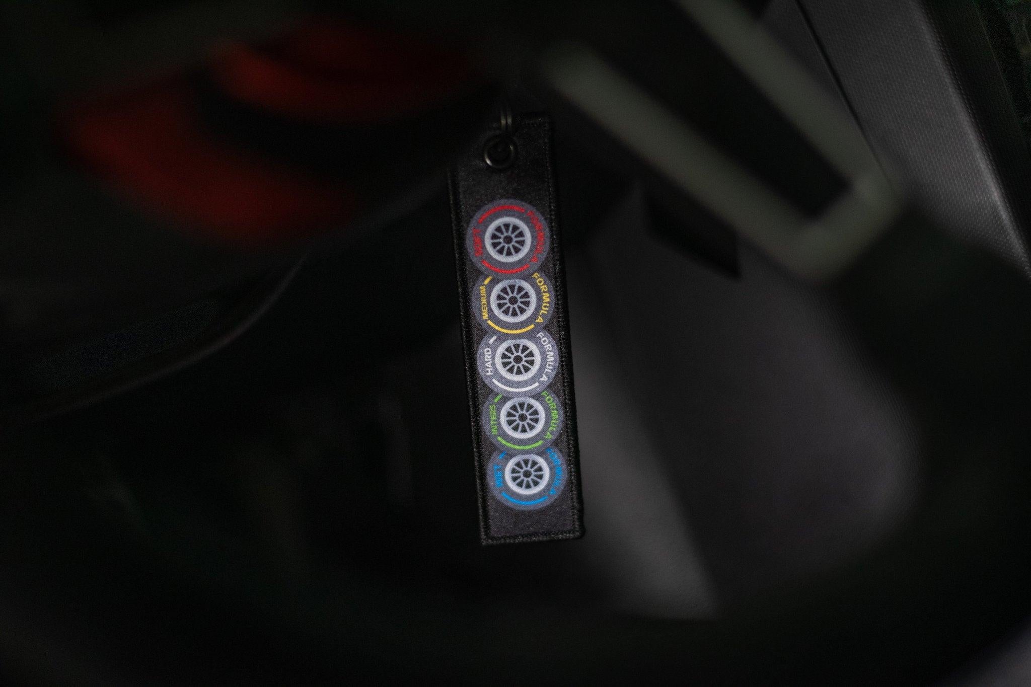 Formula 1 Style Tires Jet Tag Keychain | BLACK.