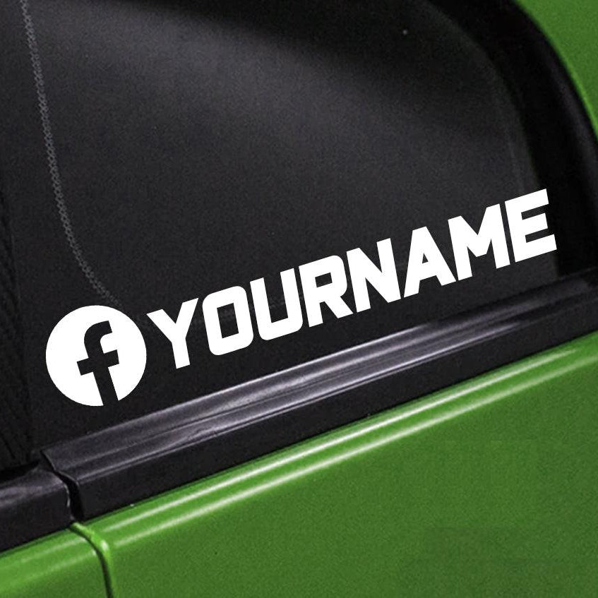 Custom Facebook Page Name Vinyl Decal | Car Window Personalized FB Username Sticker.