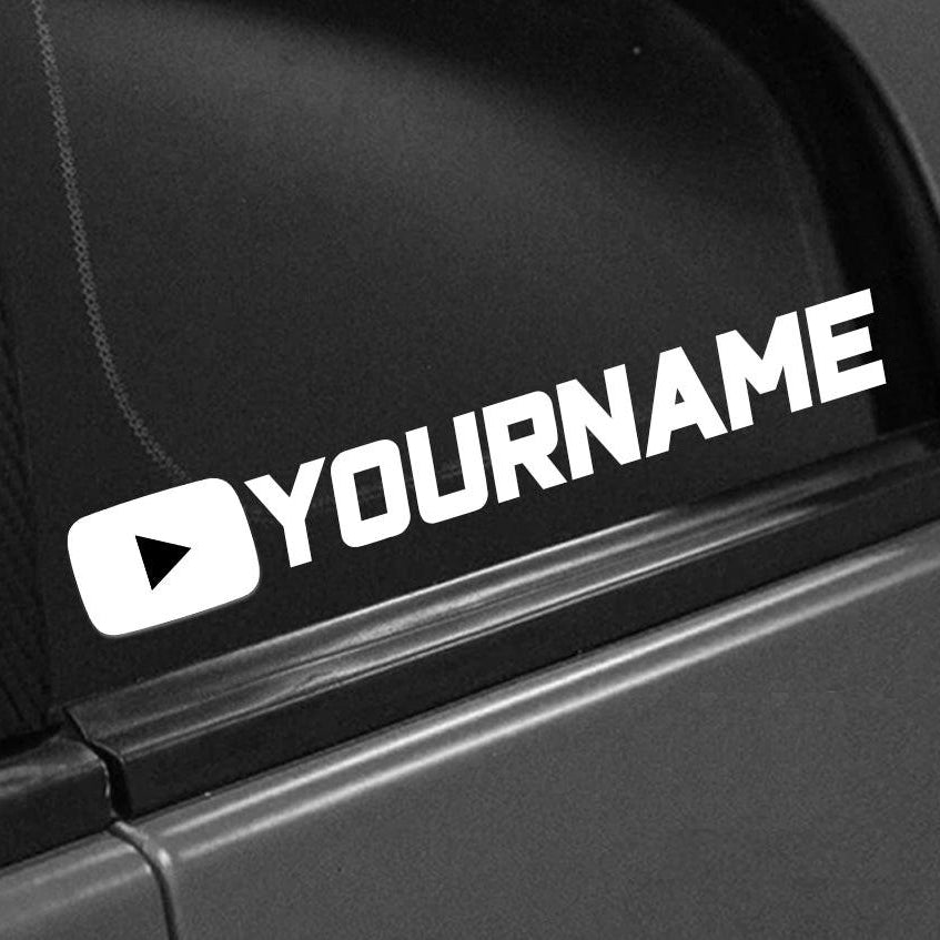 Custom YouTube Name Vinyl Decal | Car Window Personalized YT Username Sticker.