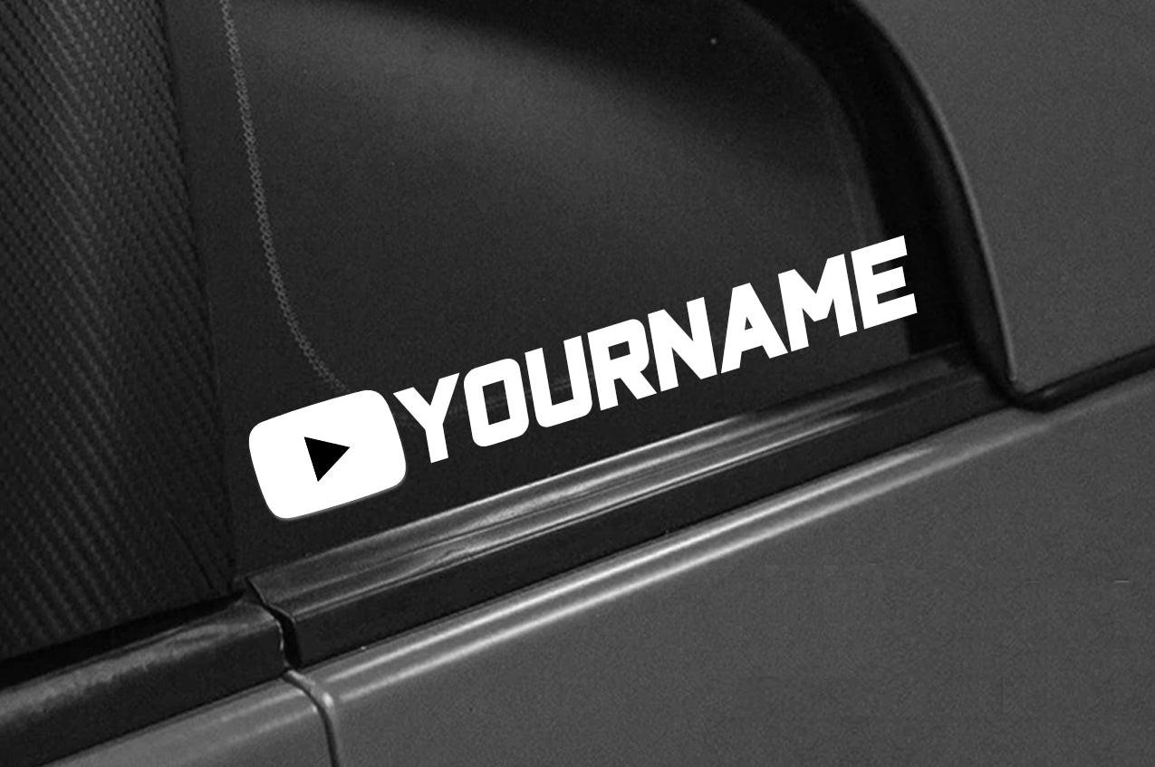 Custom YouTube Name Vinyl Decal | Car Window Personalized YT Username Sticker.